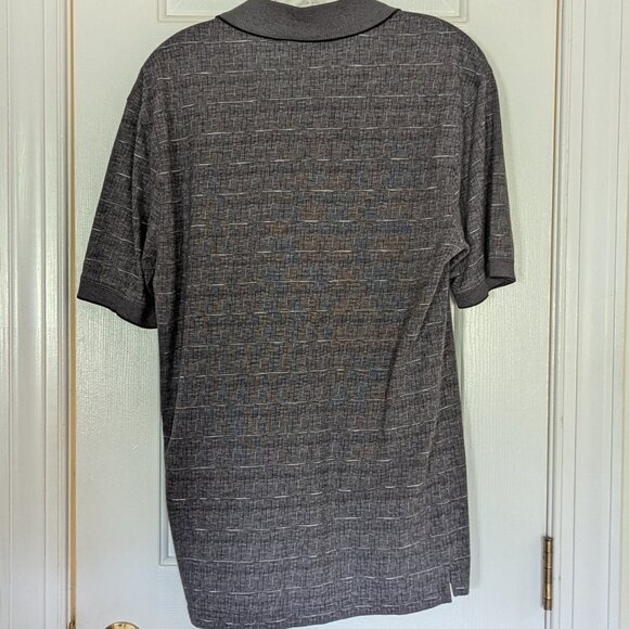 Haggar Men Shirt Short-sleeve Knit Button Neck Pullover Grey Pattern, Size S - Picture 2 of 4